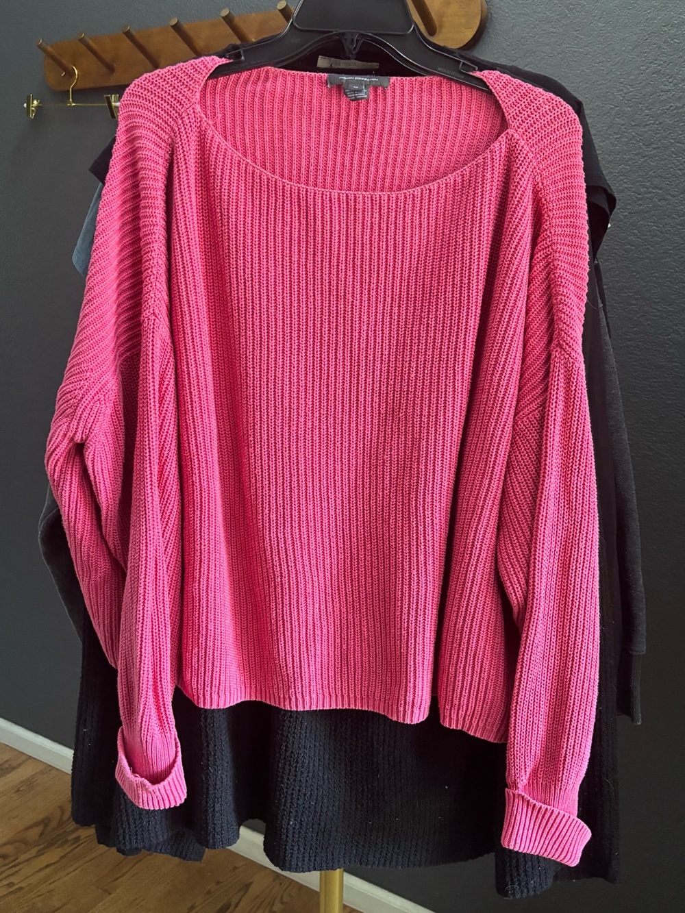 🌸French Connection 100% Cotton Millie Mozart Pink fisherman Rib Boatneck Sweater - Picture 2 of 16